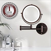 Vista 8 de OVENTE Wall Mounted Lighted Makeup Mirror, 7" Double Sided 1X/10X Magnifying Vanity Mirror for Bathroom with LED Lights, Cordless, 360° Rotation and
