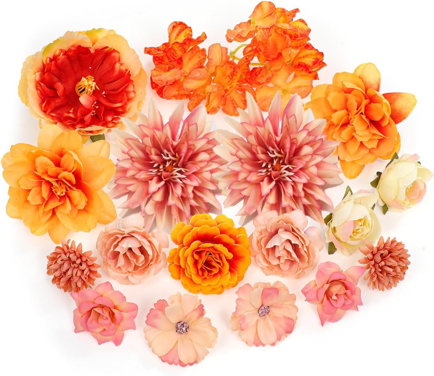 Artificial Flowers Artificial Flowers Heads Decoration Realistic Flower for Cake Decorating Silk Orange Flower Heads for DIY Hair Accessories Cake Decoration Wedding
