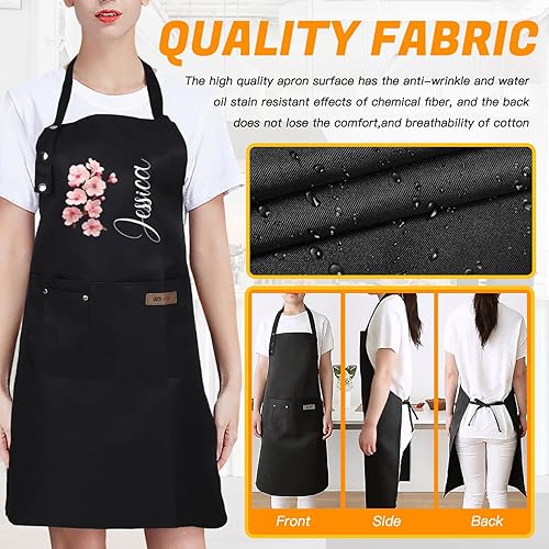 Miniatura 5 de Delantal personalizado para mujer, diseño floral, impermeable, ideal para cocinar, hornear, asar a la parrilla, jardinería