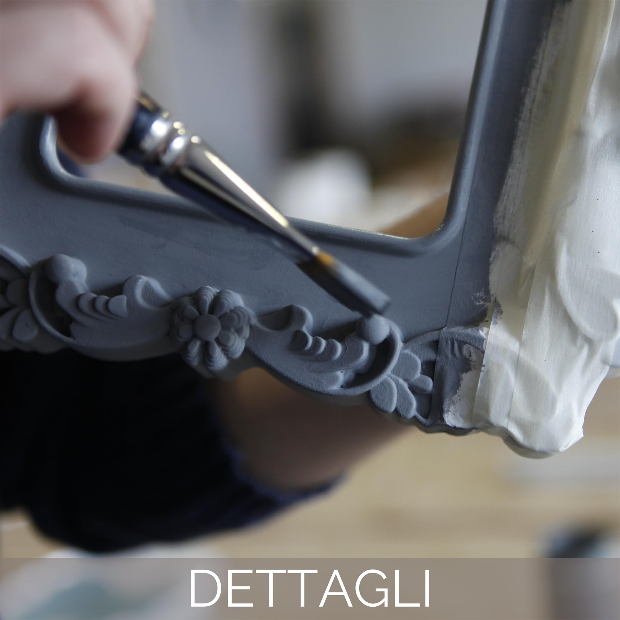 FLEUR DESIGNER'S PAINT | Pennello in Setole Sintetiche, Plafone Blu 3 x 14 cm, Fatto a Mano, Stesura Facile, Uniforme e Senza Segni, Made in Italy