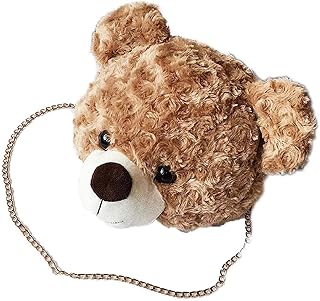Tinpia Shoulder Bag Cartoon Faux Fur Teddy Bear Head Handbag for Women Cute Bag Lovely Crossbody Plush Purse