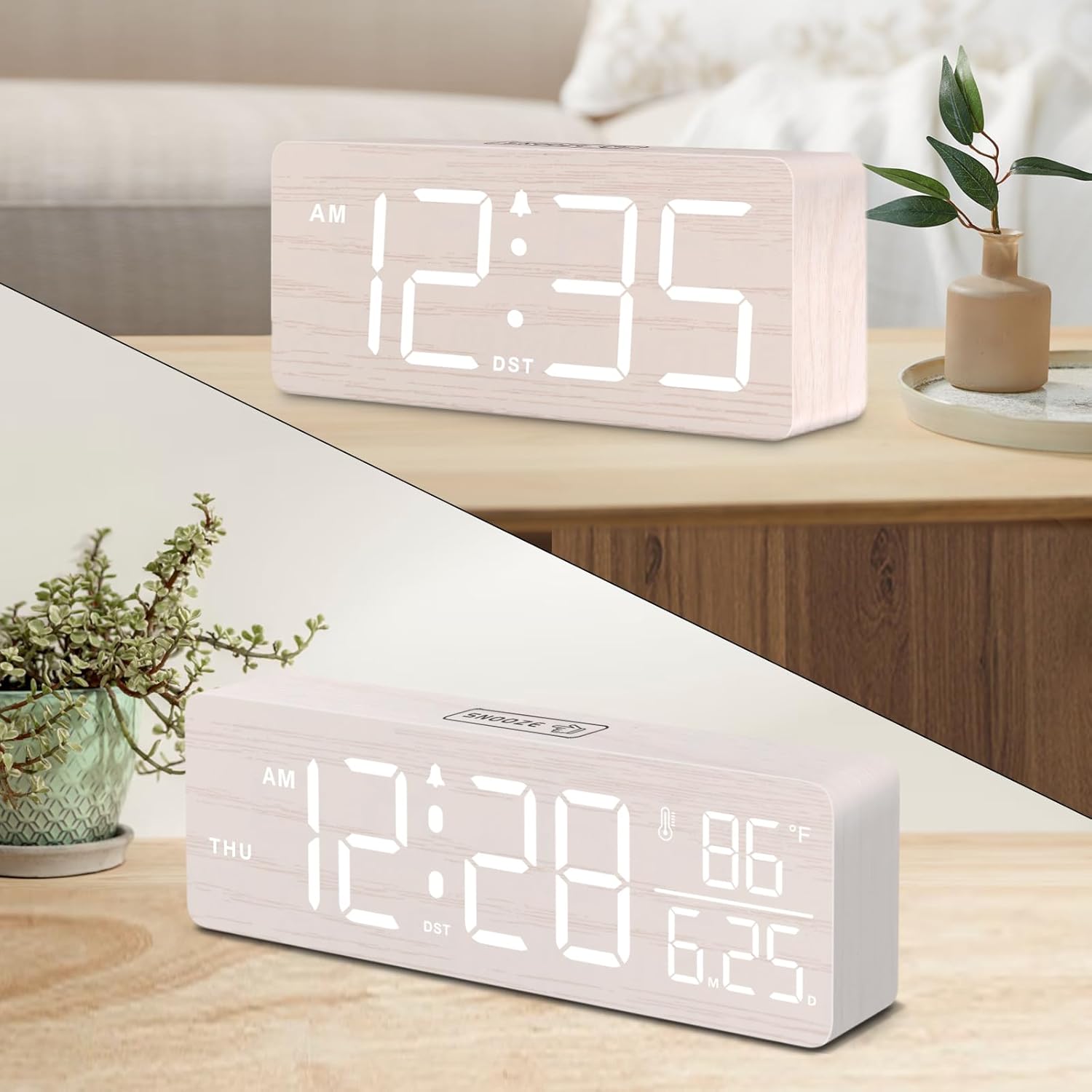 DreamSky Wooden Digital Alarm Clock Wood Decor