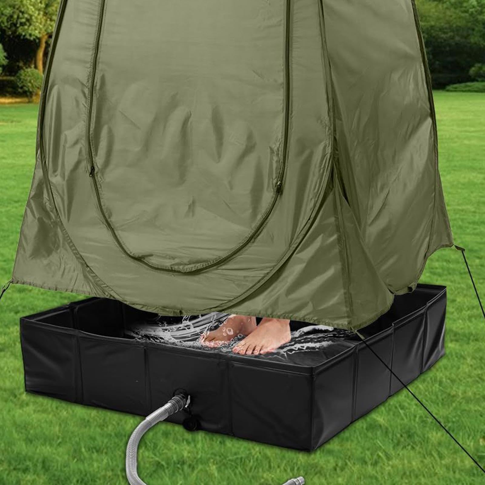 Base de Douche de Camping - Cuvette Imperméable | Base de douche de camping avec cuvette surélevée imperméable, Conçue pour contenir l'eau et garder