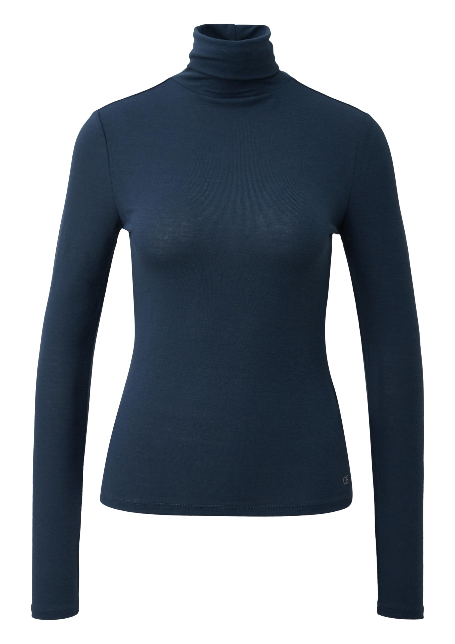 QS Damen Leicht Transparentes Rollkragenshirt Langarmshirt mit Rollkragen