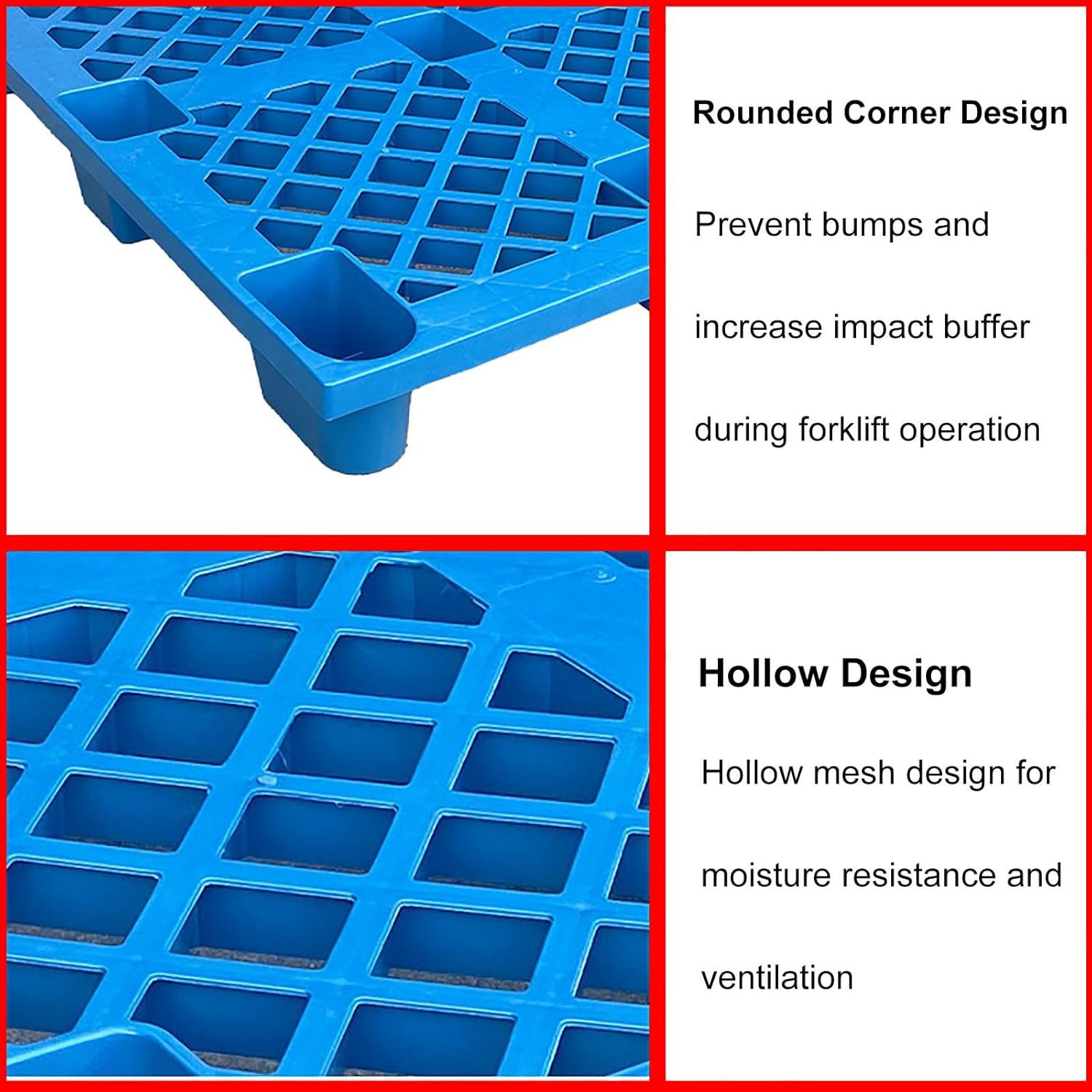 Thickened Pallet, Plastic Pallets with Reinforcement, Stackable, Weatherproof, Plastic Floor Suitable for Forklift Handling and Warehousing(Yellow)
