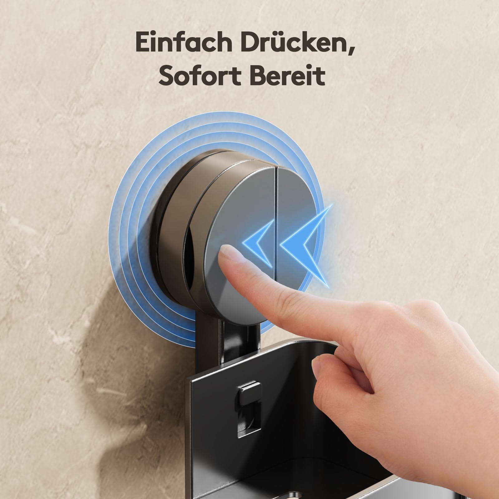 Saugnapf-Duschablage ohne Bohren | 4 Haken, 32 cm Länge, 10 kg Tragfähigkeit, 1-Minuten-Installation | Abnehmbare und rostfreie Shampoo-Halterung für Dusche