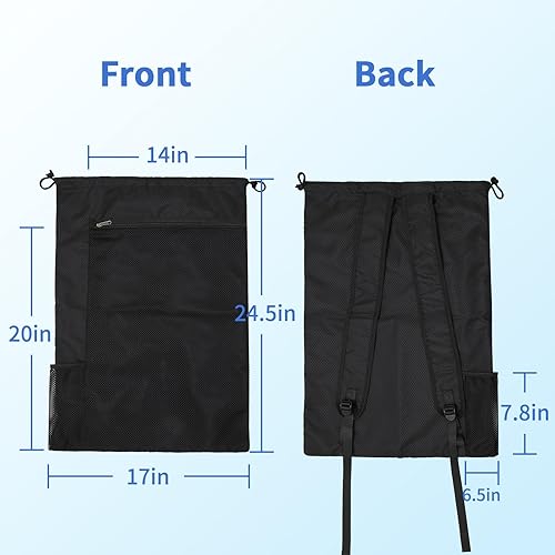 Miniatura 3 de iGym Bolsa de buceo, mochila de buceo de malla de gran tamaño para equipo y equipo de esnórquel, sostiene máscara, aletas, esnórquel, natación