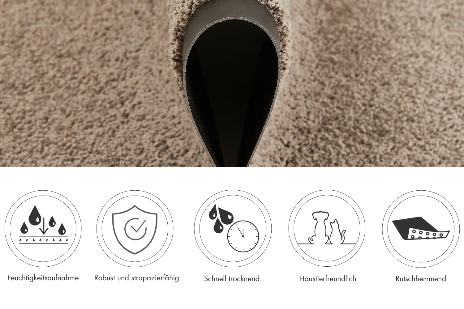 Andiamo Zerbino Elektra - Tappetino Antisporco per l'Ingresso di Casa - Ideale per Interni o Aree Esterne Coperte - 90 x 150 cm Taupe