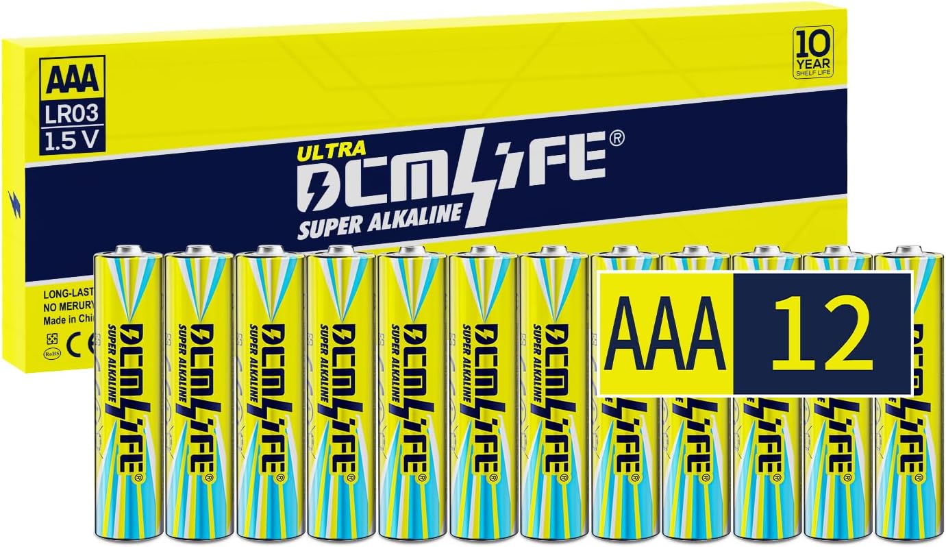 DCMLIFE AAA Batteries 12 Pack,Triple AAA Batteries,Long-Lasting Alkaline AAA Battery for Home and Office,Leakproof,10-Year Shelf Life