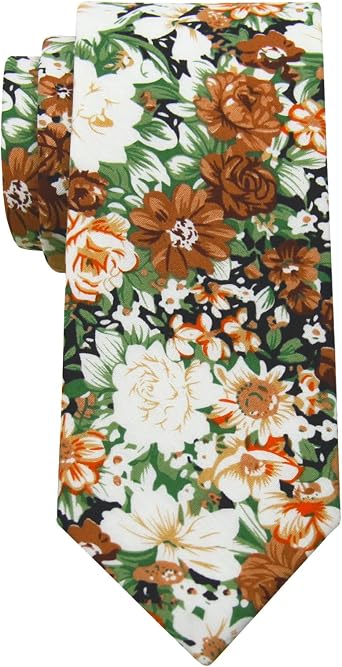Mantieqingway Floral Ties for Men Skinny Cotton Tie Flower Necktie