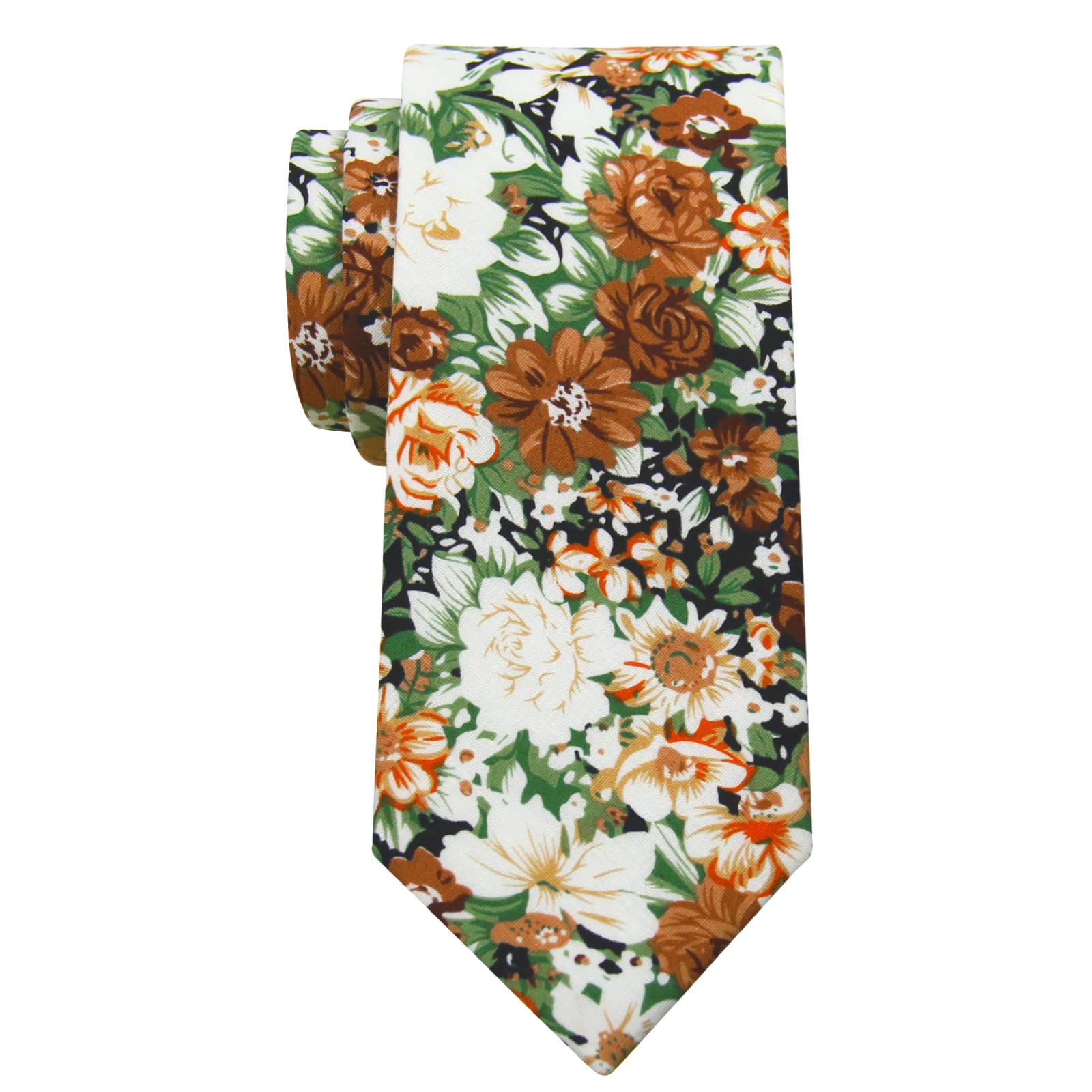Mantieqingway Floral Ties for Men Skinny Cotton Tie Flower Necktie