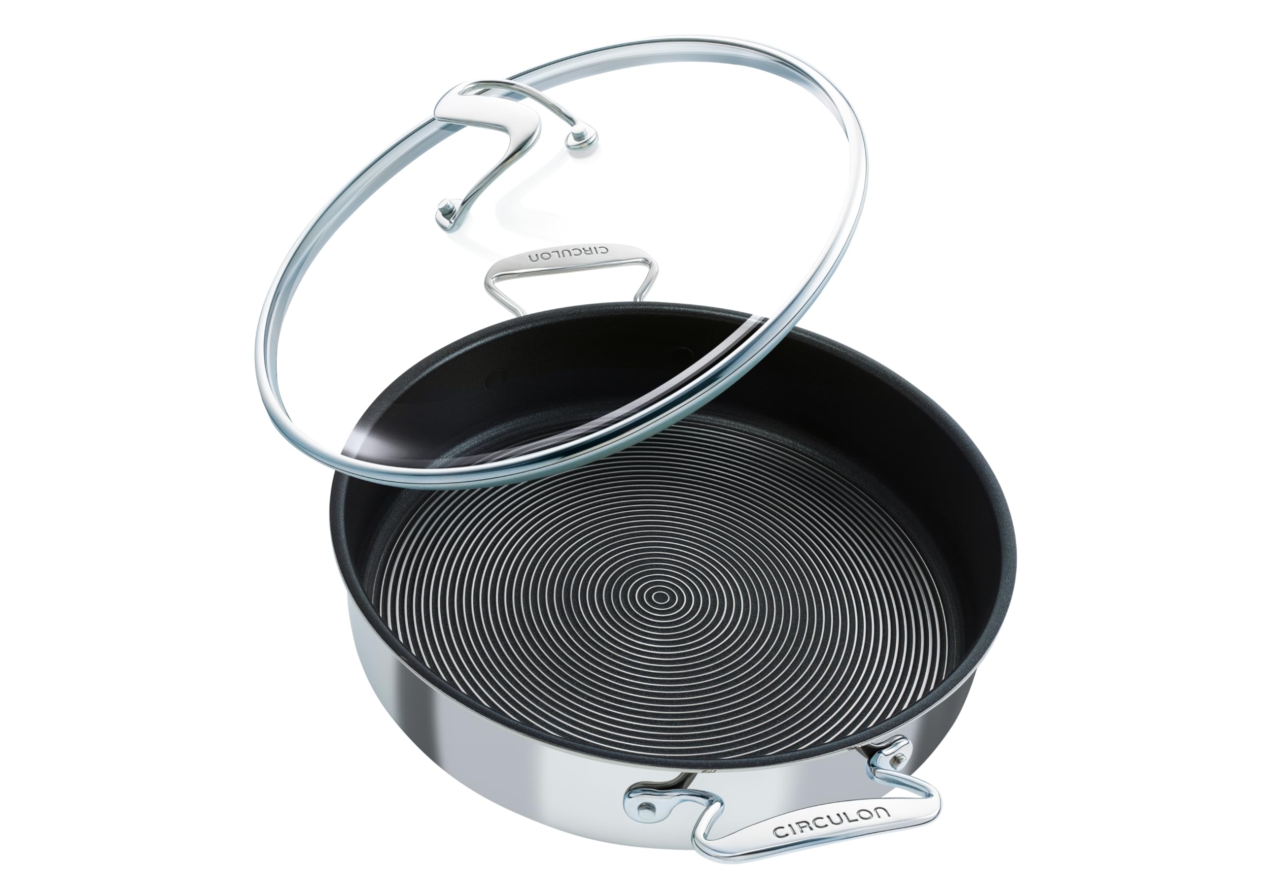 SteelShield C Series Stainless Steel Saute Pan with Lid 30cm/4.7L - Induction Suitable Stainless Steel Saute Pan with Hybrid Non Stick, Metal Utensil Safe & Dishwasher Safe Cookware