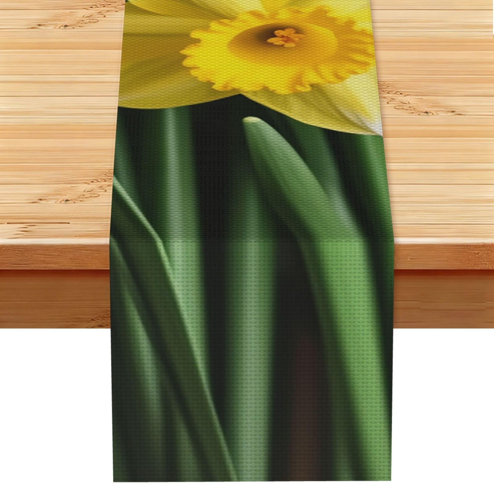 Fodpand Black Rustic Cotton Linen Table Runner, Yellow Daffodils Flowers Table Runners 13 X 72 Inches, Modern Elegant Farmhouse Tablecloth, Washable Kitchen Dining Table Decoration For Home Party Decor