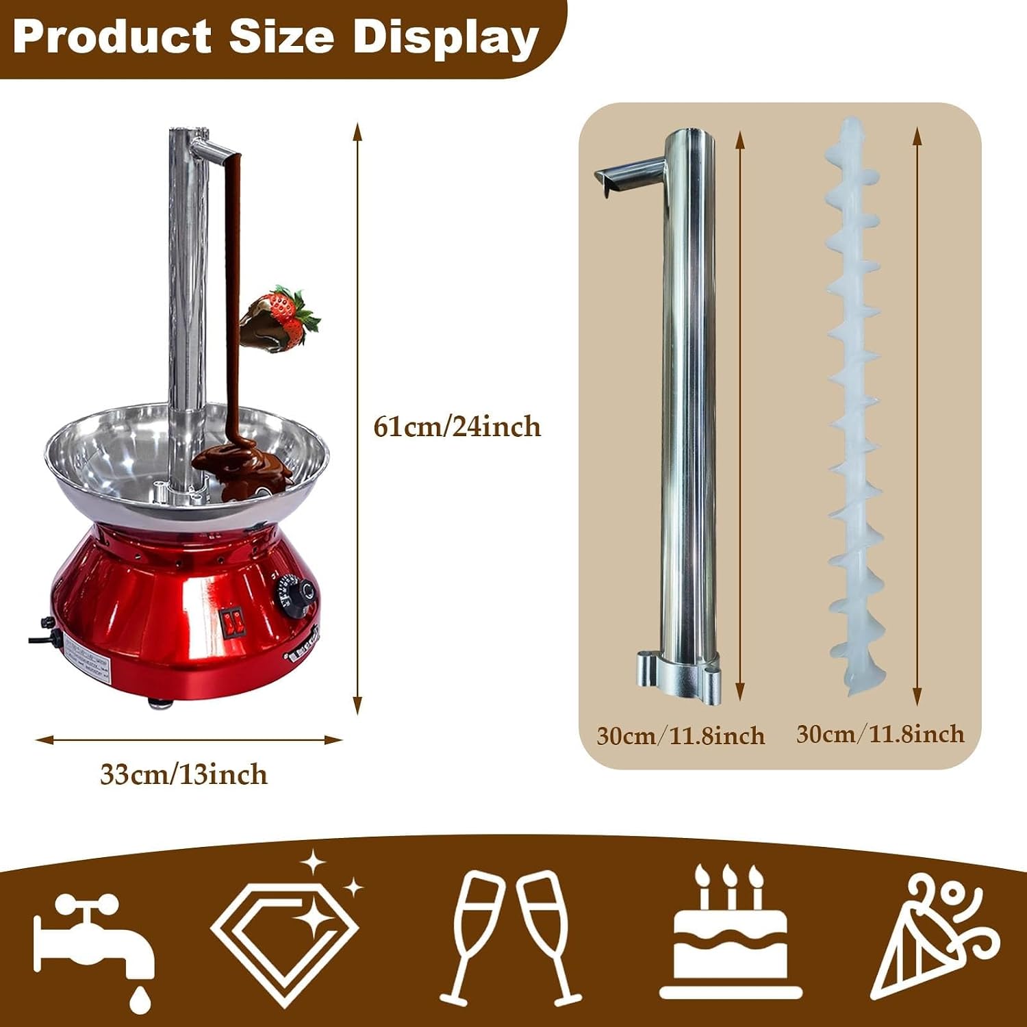Commercial Chocolate Fountain Machine with 3000ml Capacity, Adjustable Temperature for Parties & Weddings, Perfect for Events & Catering, Fun Chocolate Dessert Fountain image 3