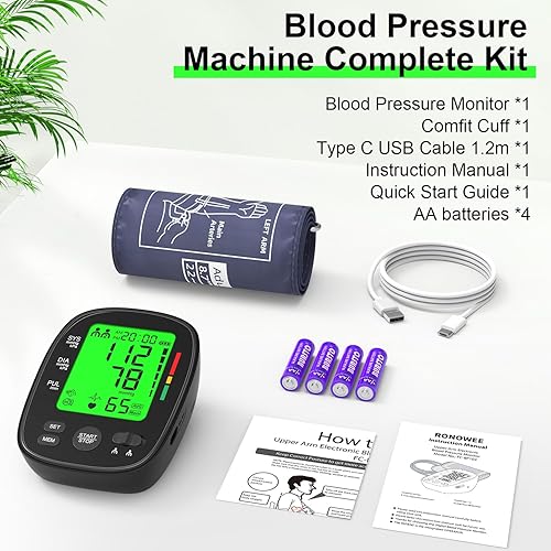 Vista 7 de Blood Pressure Monitor Upper Arm: Automatic Blood Pressure Monitors for Home Use - Electric BP Machines Large Cuff 8.7"-16.5" Adjustable - LCD