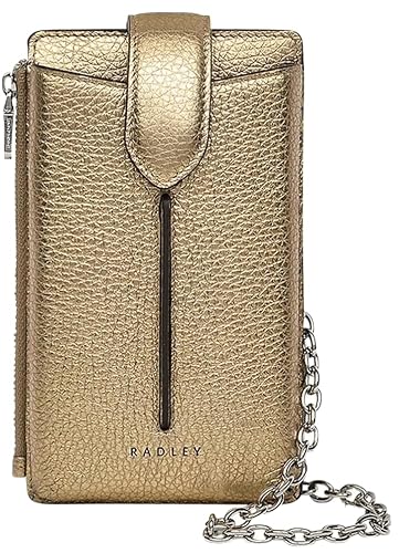 Image of Radley Icy Gold Hillgate Metallic Phone Crossbody Bag