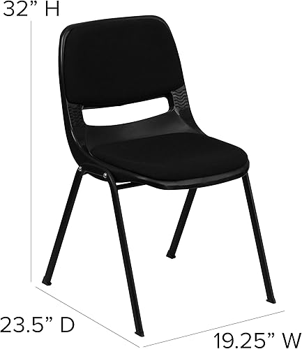 Miniatura 2 de EMMA + OLIVER Silla apilable ergonómica acolchada negra para estudiantes - aula/silla de invitados