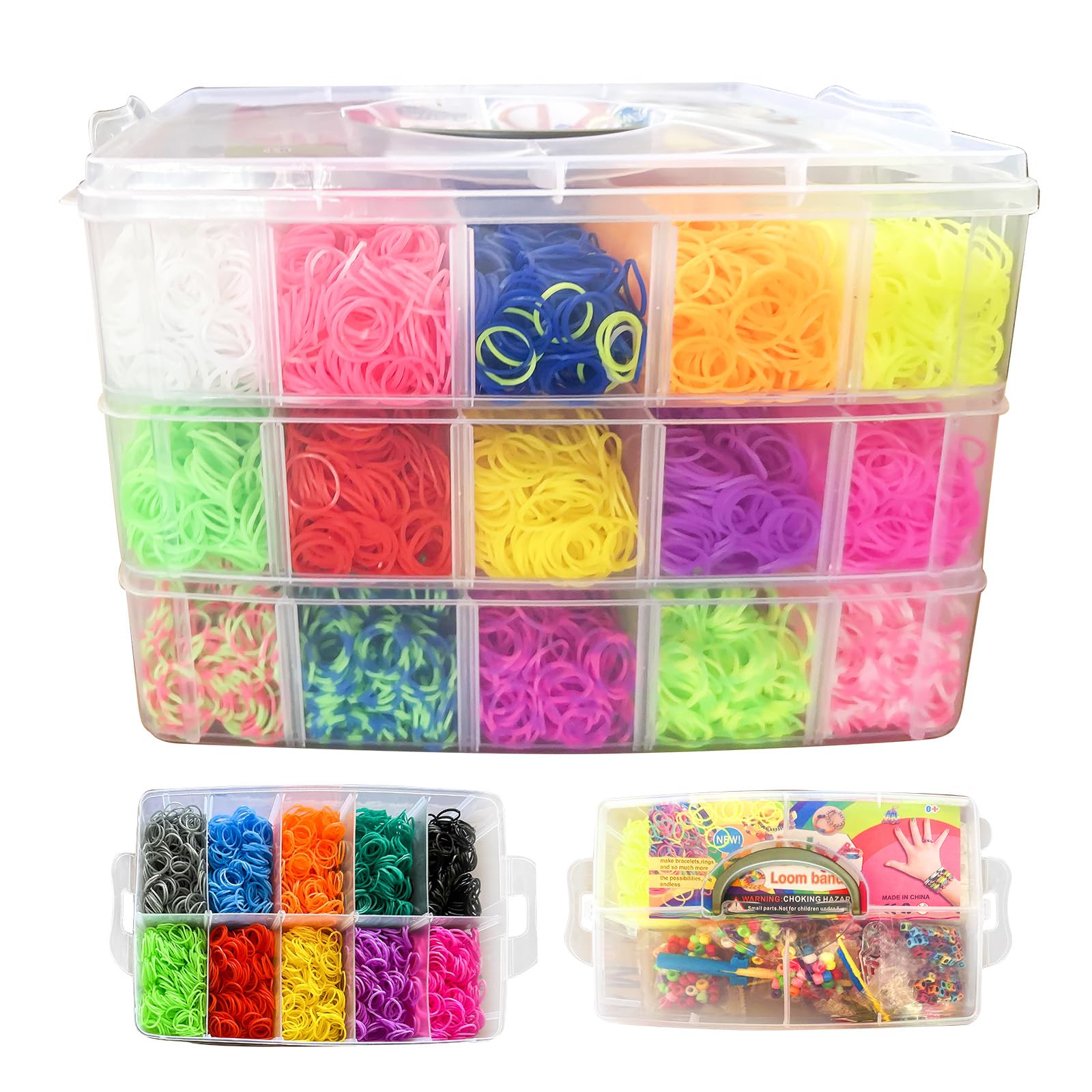 SavievaLoom Band Kit, 15000PCS Loom Rubber Bands in 28 Colors with Storage Box, DIY Friendship Bracelet Making Kit for Kids Christmas Gifts, Girls Birthday Presents