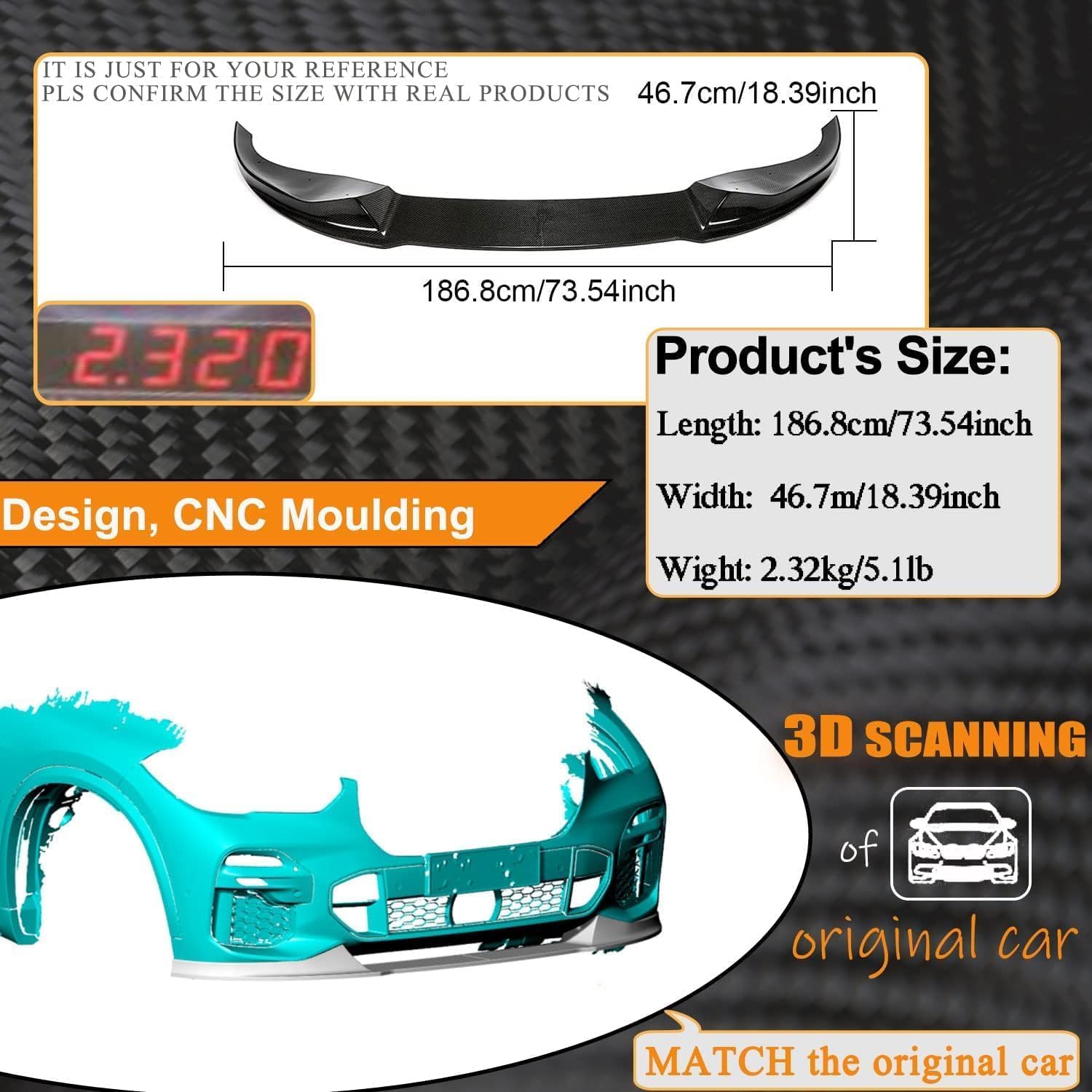 X5 Carbon Fiber Front Lip Compatible with BMW X5 G05 M Sport 2019-2022 Front Splitter, UV-Resistant High-Gloss Finish, Lightweight & Durable, Auto Parts Anti-Collision Protection