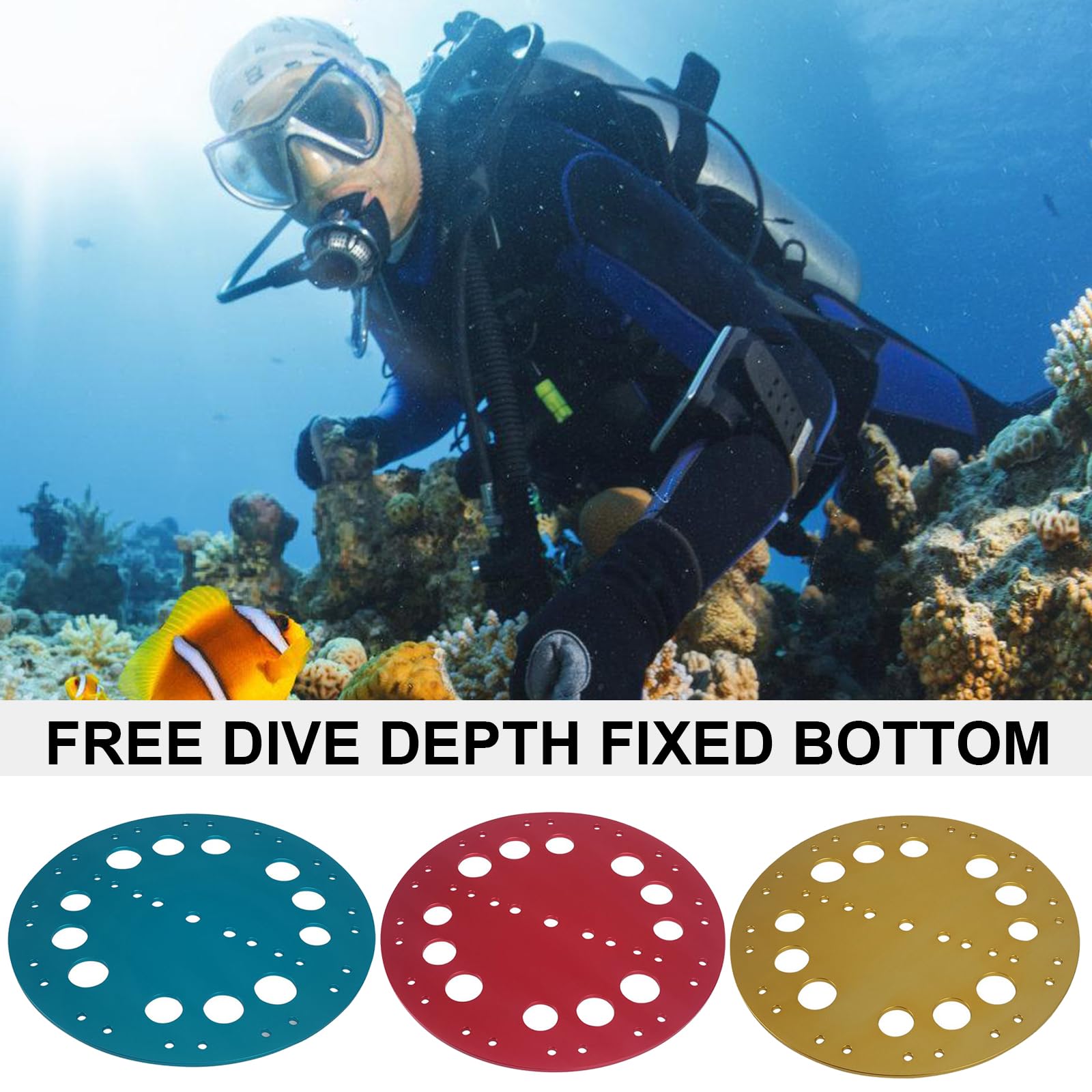 HUANGTNG Freediving Bottom Plate Seawater Resistant Aluminum Alloy Diving Plate Dives Equipment for Deeply Sea Environment