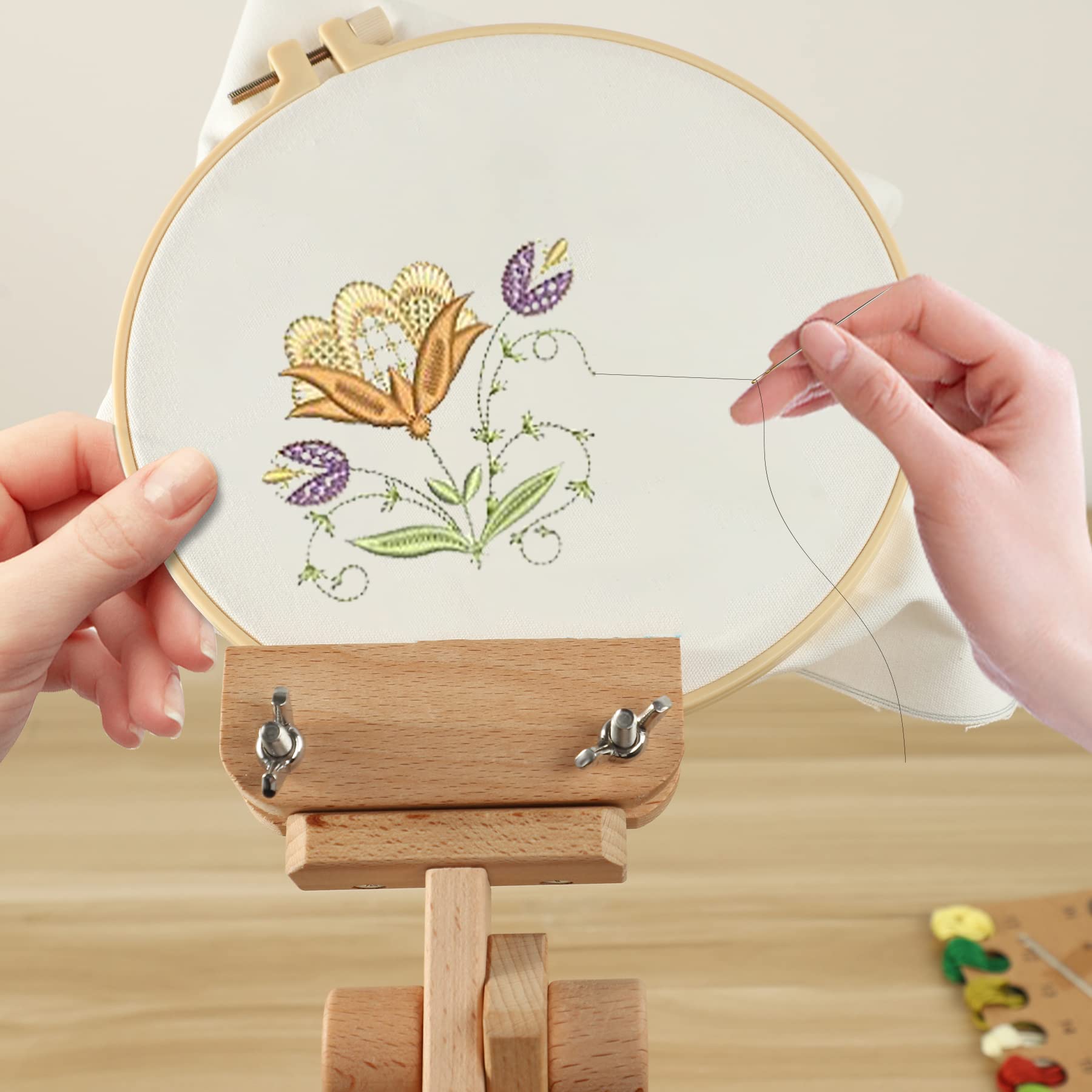 Supporto Per Ricamo O'woda - Telaio In Legno Con Cerchio Regolabile 20 Cm Per Punto Croce - Foto 7