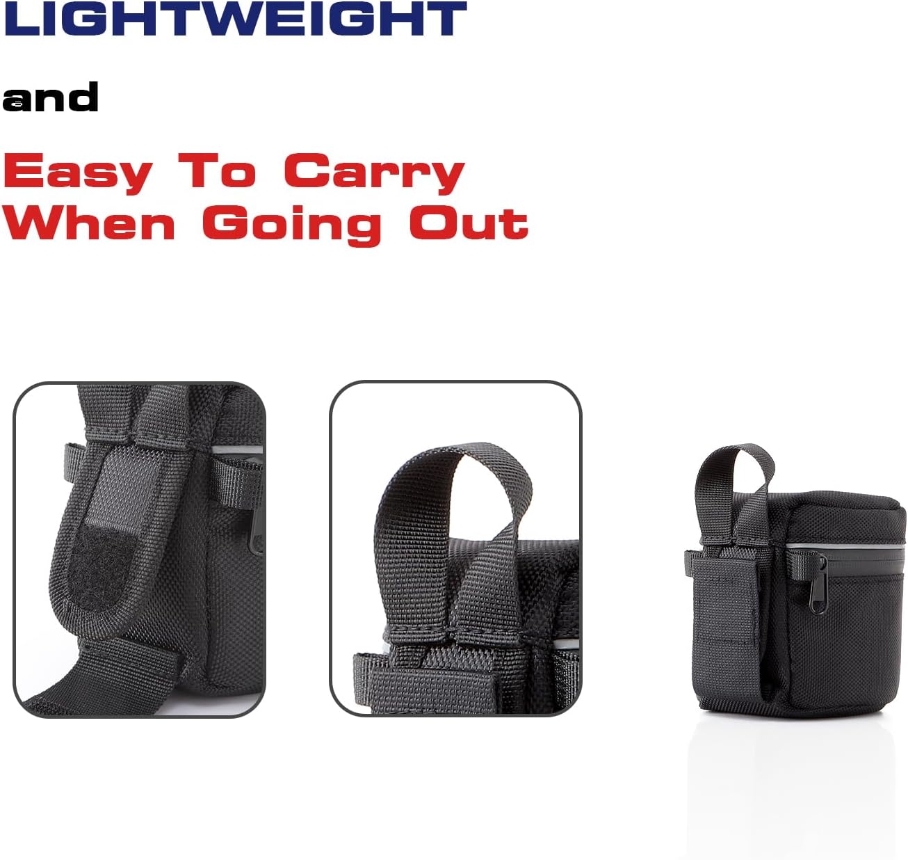 Camera Lens Case Lens Bag Compatible (3.15" x 3.15"(Nylon, Black))