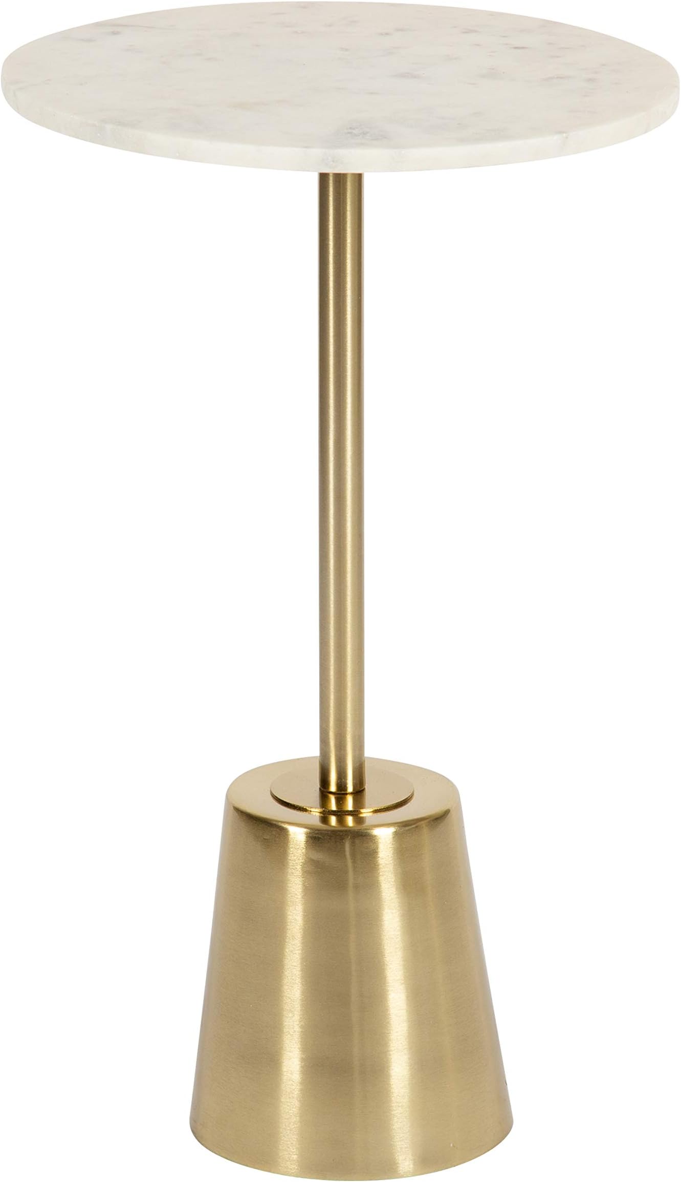 Kate and LaurelTira Modern Marble Side Table, 14 x 14 x 24, Gold, Small Pedestal Table for Decorative Display