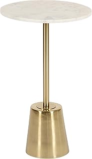 Kate and Laurel Tira Modern Marble Side Table, 14 x 14 x 24, Gold, Small...