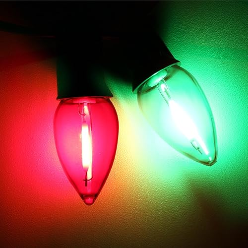 Miniatura 4 de Meconard Bombilla LED C7 de repuesto para Navidad, bombillas LED inastillables C7 para luces de Navidad para interiores y exteriores, base de