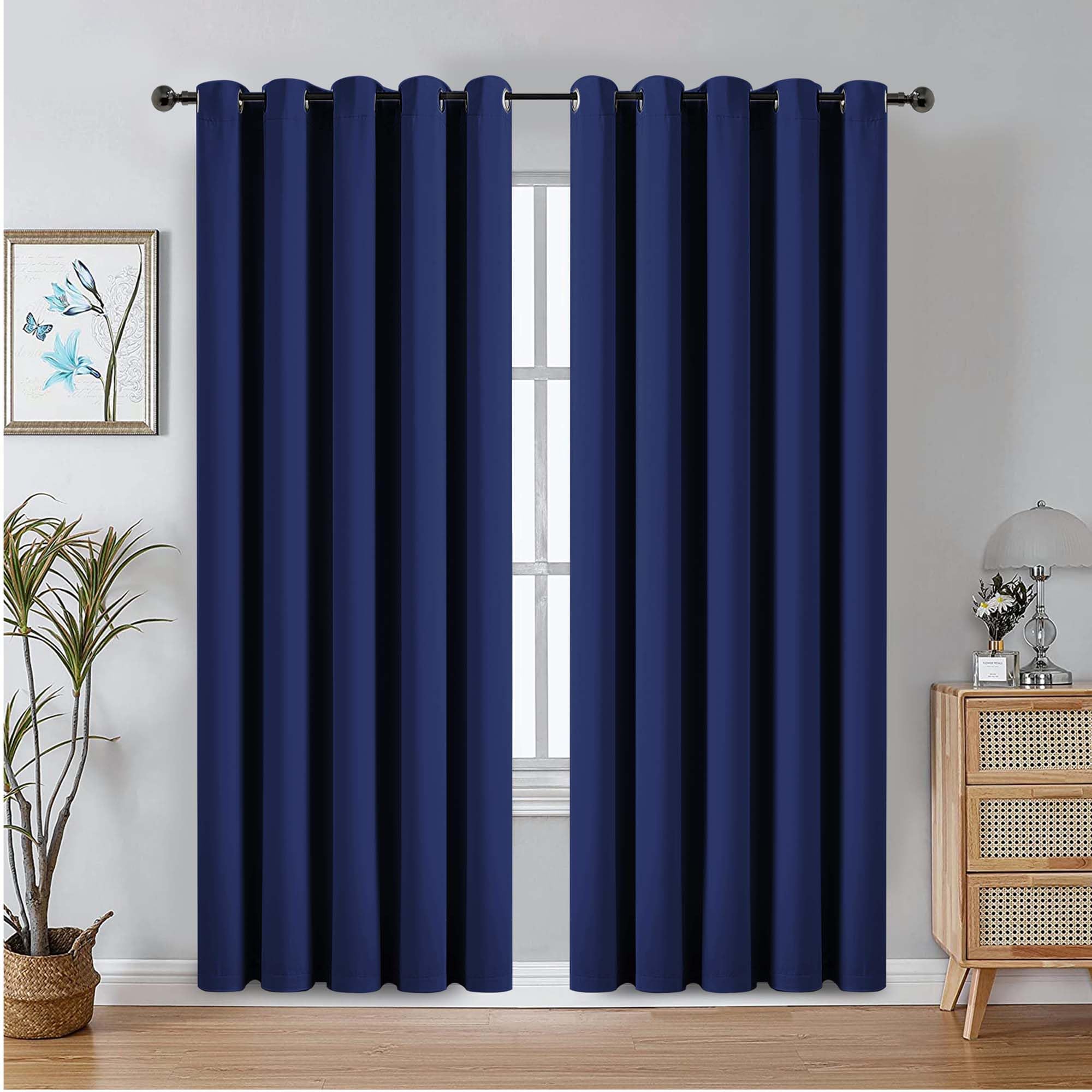 Yorkshire Bedding Ring Top Blackout Curtains for Bedroom 90x90 Inch Super Soft Thermal Insulated Navy Curtains Darkening Panels + 2 Tiebacks - Image 3