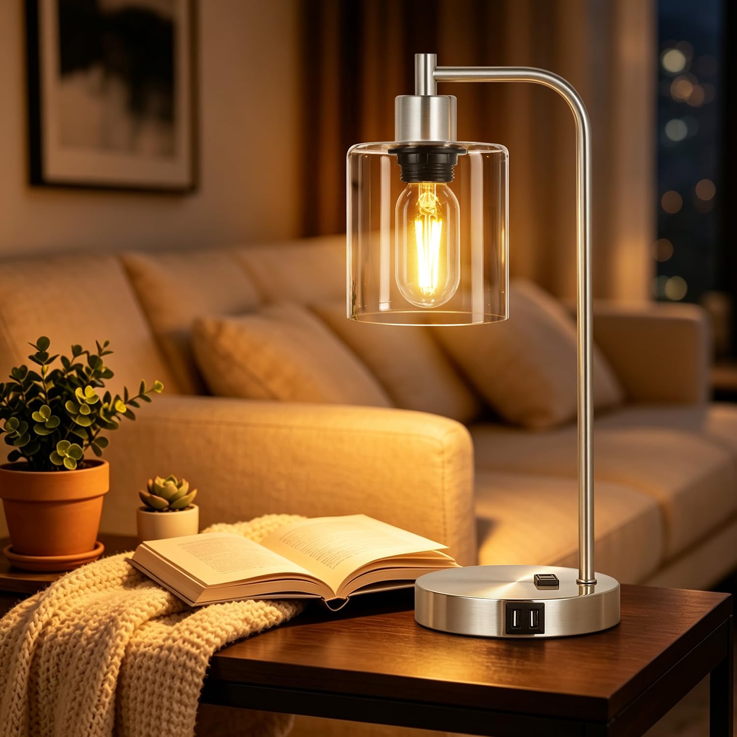 Industrial Touch Control Table Lamps Set of 2 - Brushed Nickel