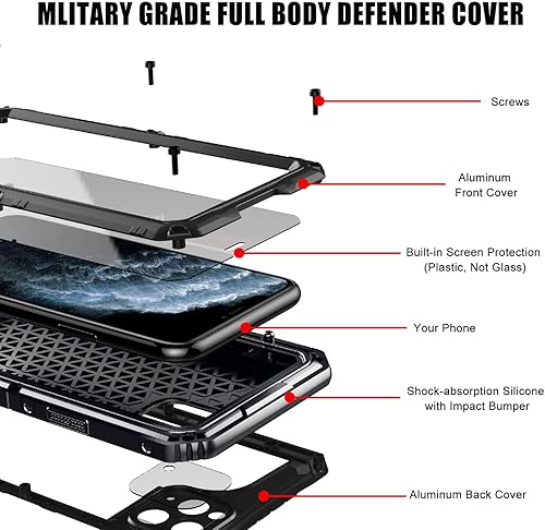 Miniatura 6 de Mitywah Funda impermeable para iPhone 11 Pro, resistente grado militar, a prueba de golpes, protección de pantalla integrada, resistente y gruesa