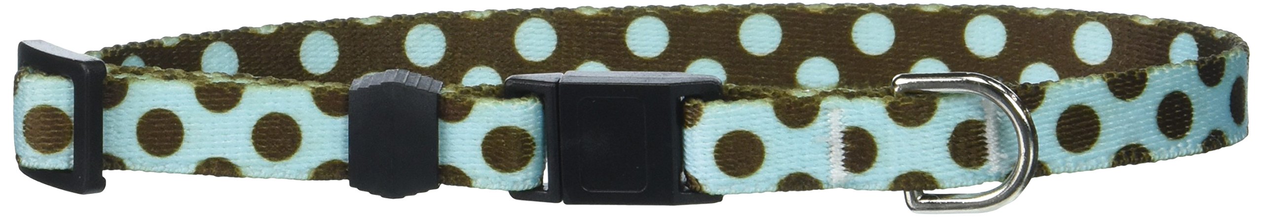 Yellow Dog Design Standard Easy-Snap Collar, Blue/Brown Polka Dot, Cat 8" - 12"