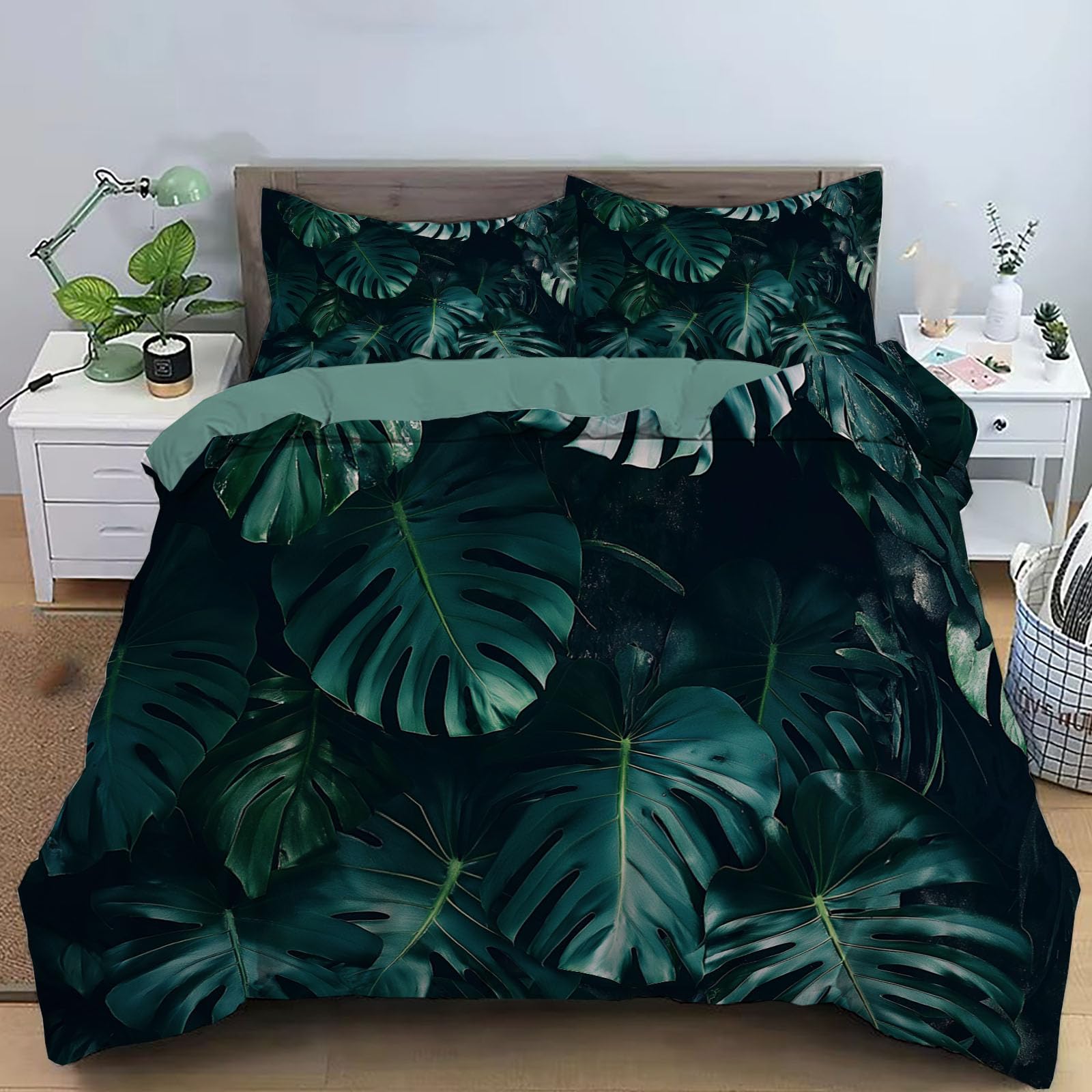 Housse de couette Monstera 140x200 parure lit microfibre 1 personne
