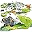 174 PCS Flexible Dinosaur Train Tracks and Race Cars Playset with 8 Dinosaurs Figures, Electric Vehicles, Lights - Create Road Racing World for Toddlers and Kids