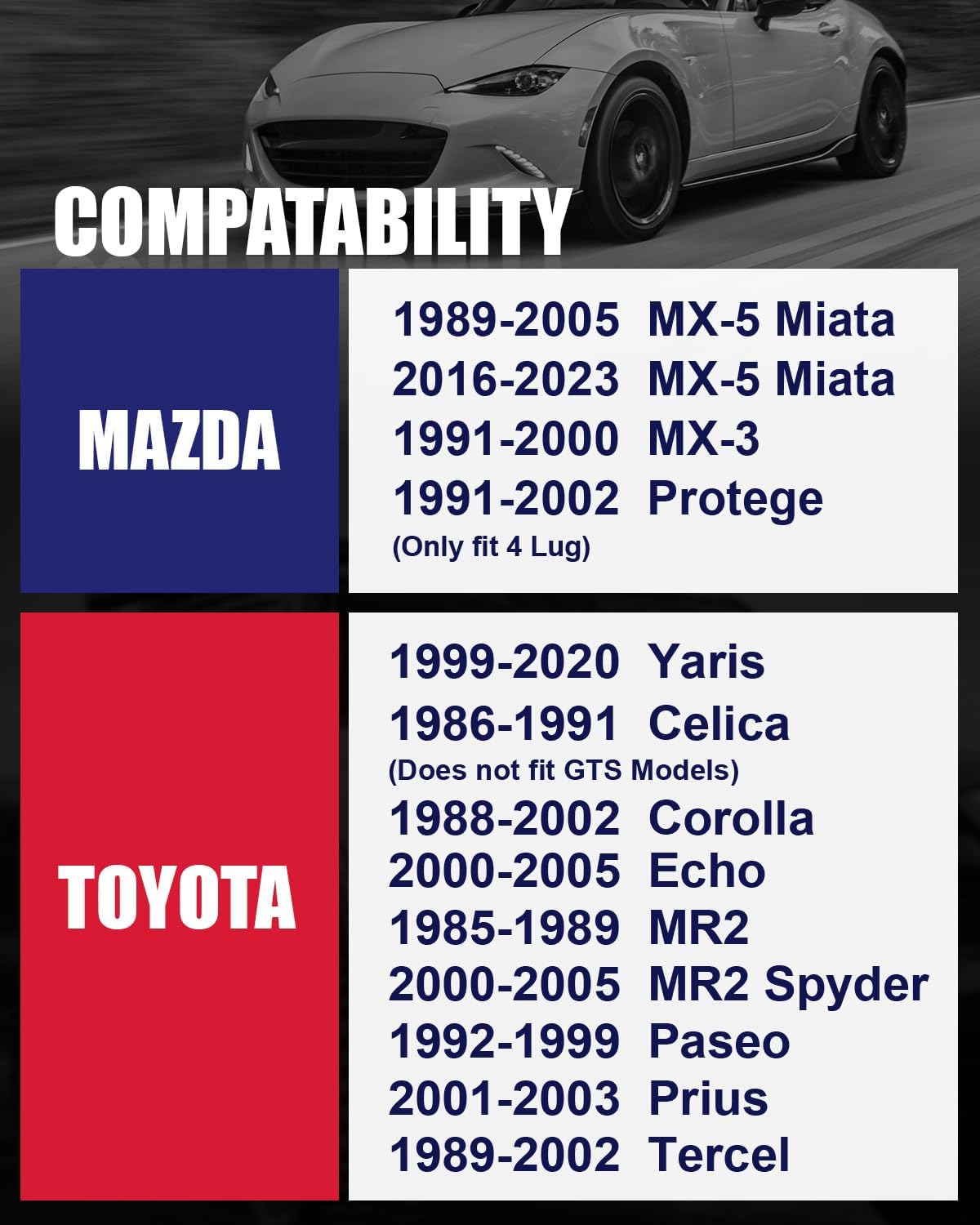 FLYCLE 1 inch 4x100mm Hub Centric Wheel Spacers for 1989-2005 2016-2025 MX-5 Miata, 4x100 4 Lug Forged Wheel Spacer with 12x1.5 Studs & 54.1mm Bore for Corolla Celica Yaris Tercel
