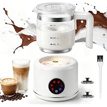JXXM Electric Milk Frother, 6 in 1 Milk Steamer,17oz Automatic Warm and Cold Foam Maker for Coffee,Latte, Cappuccino, Macchiato, Hot Chocolate White
