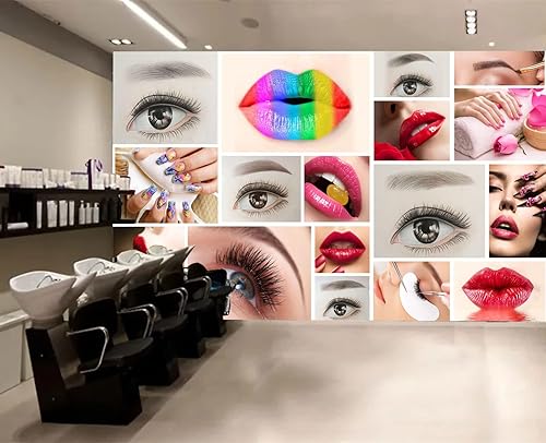 Miniatura 3 de Hermosos murales de pared 3D de cejas y labios, mural de belleza, papel tapiz autoadhesivo extraíble para sala de estar, dormitorio, decoración de