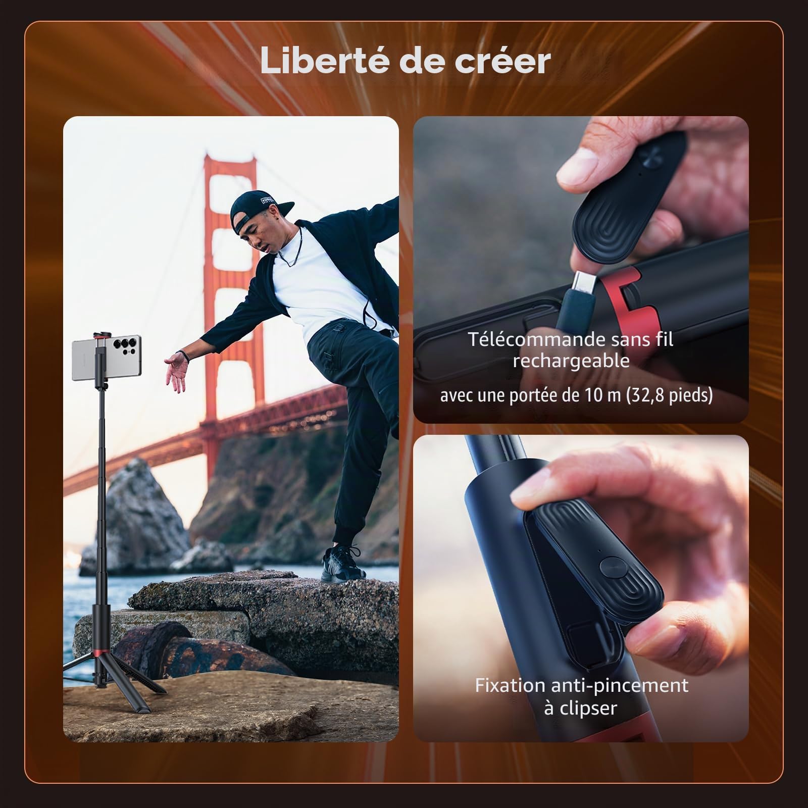 SMALLRIG x Drex Lee Boom Perche à Selfie ST30 Lite, Trépied Automatique 57,9'' avec Télécommande et Support pour Griffe, pour iPhone, pour Android, Enregistrement Vidéo, Voyage, Vlogging, Voir - 5292