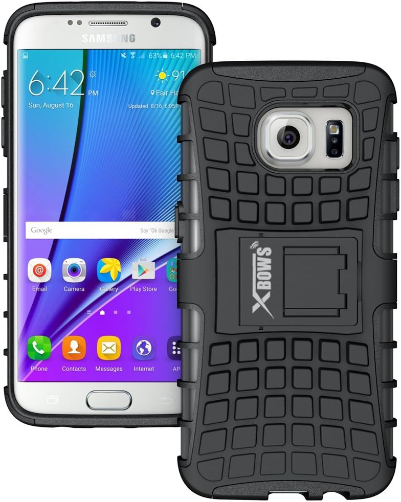 Galaxy S7 Edge Case, Xbows [Rugged Wave] Slim Durable Protective Shockproof Case Built-in Kickstand for Samsung Galaxy S7 Edge (Black)