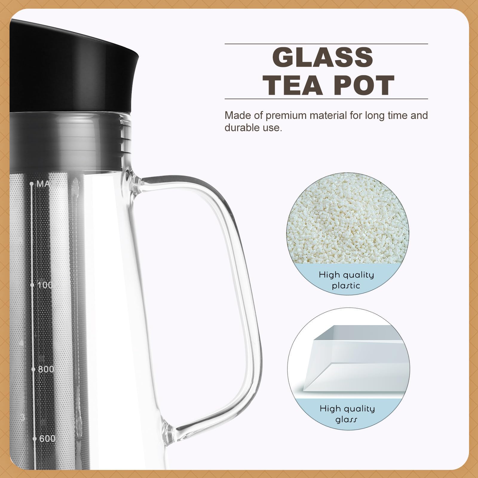 CHILDWEET 1pieza Jarra de Vidrio Borosilicato Resistente con Filtro Cafetera de Gran Capacidad para Café Frío y Té Jarra Filtradora Práctica y Duradera para Uso Diario