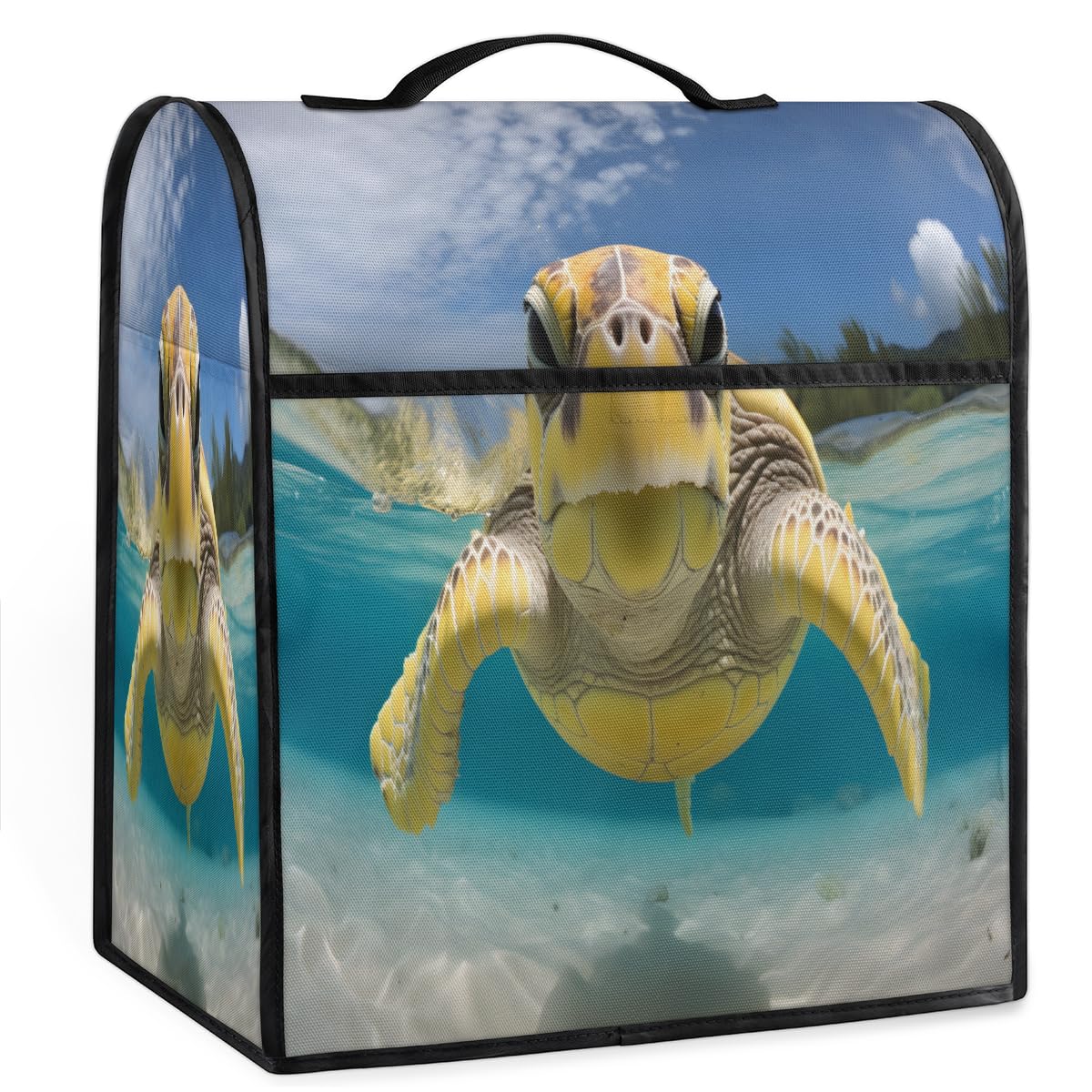 Coffee Maker Cover Cute Turtle Kitchen Appliance Covers Small Appliance Covers Blender Cover Juicer Cover Dust Covers for Kitchen Appliances with Top Handle and Pockets,Washable,B639