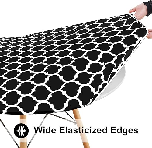 Miniatura 320 de Smiry - Mantel redondo de vinilo ajustable con bordes elásticos y parte trasera de franela, mantel de vinilo impermeable, lavable, diseño enrejado