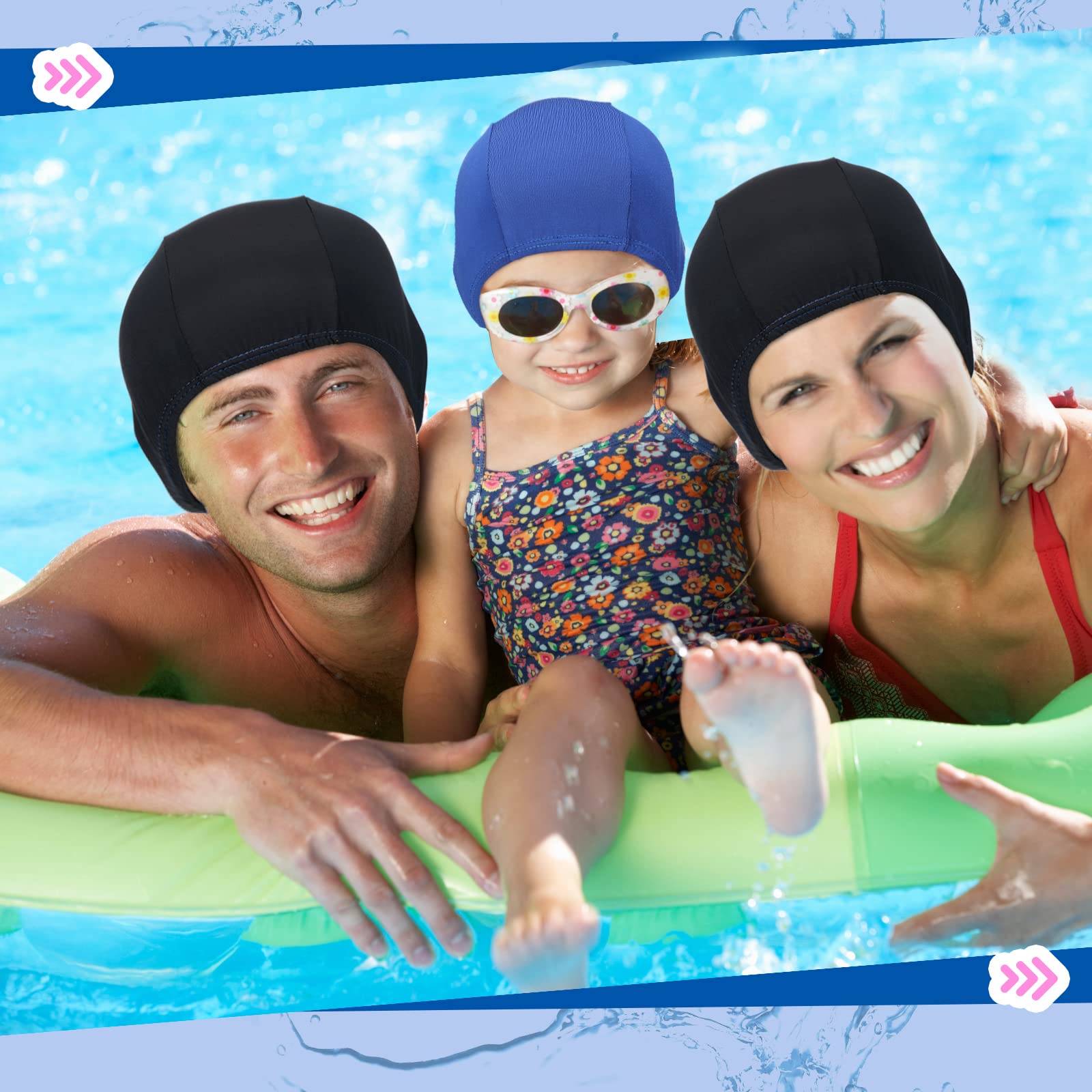 Lot De 3 Bonnets De Bain En Nylon – Unisexe, élastiques Et Confortables (noir, Rose, Rouge)