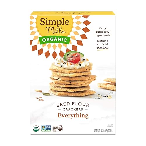 Simple Mills - Galletas de semillas orgánicas, ajo y hierbas de olor, sin gluten, con semillas de lino, semillas de girasol, sin maíz, aperitivos de