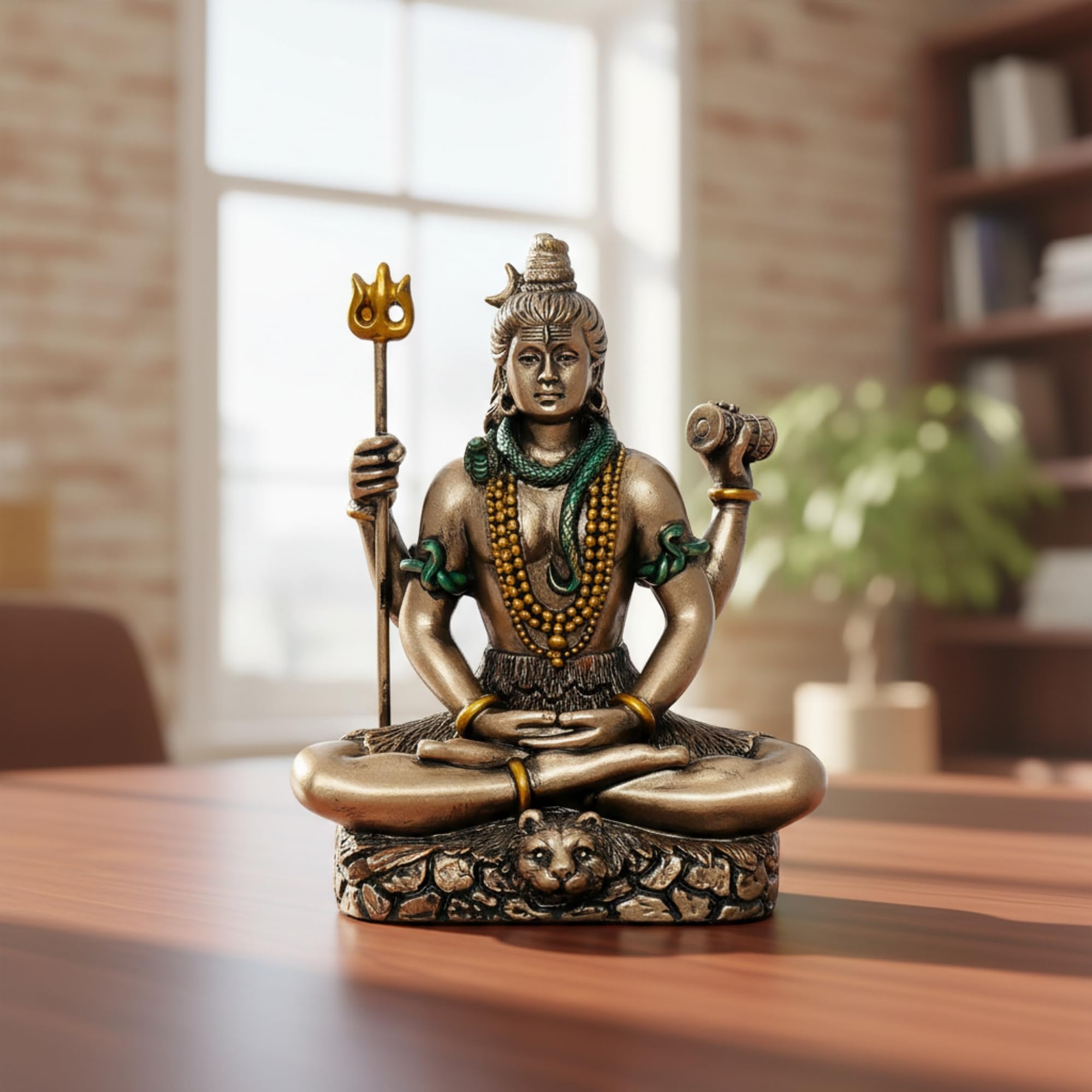 eCraftIndia Brown Resin Meditating Lord Shiva Statue | Lord Shiva Idol for Home Decor Pooja Room Office Car Dashboard | Shiv Murti | Shiv Idol Gift for Diwali Housewarming Maha Shivratri Birthday