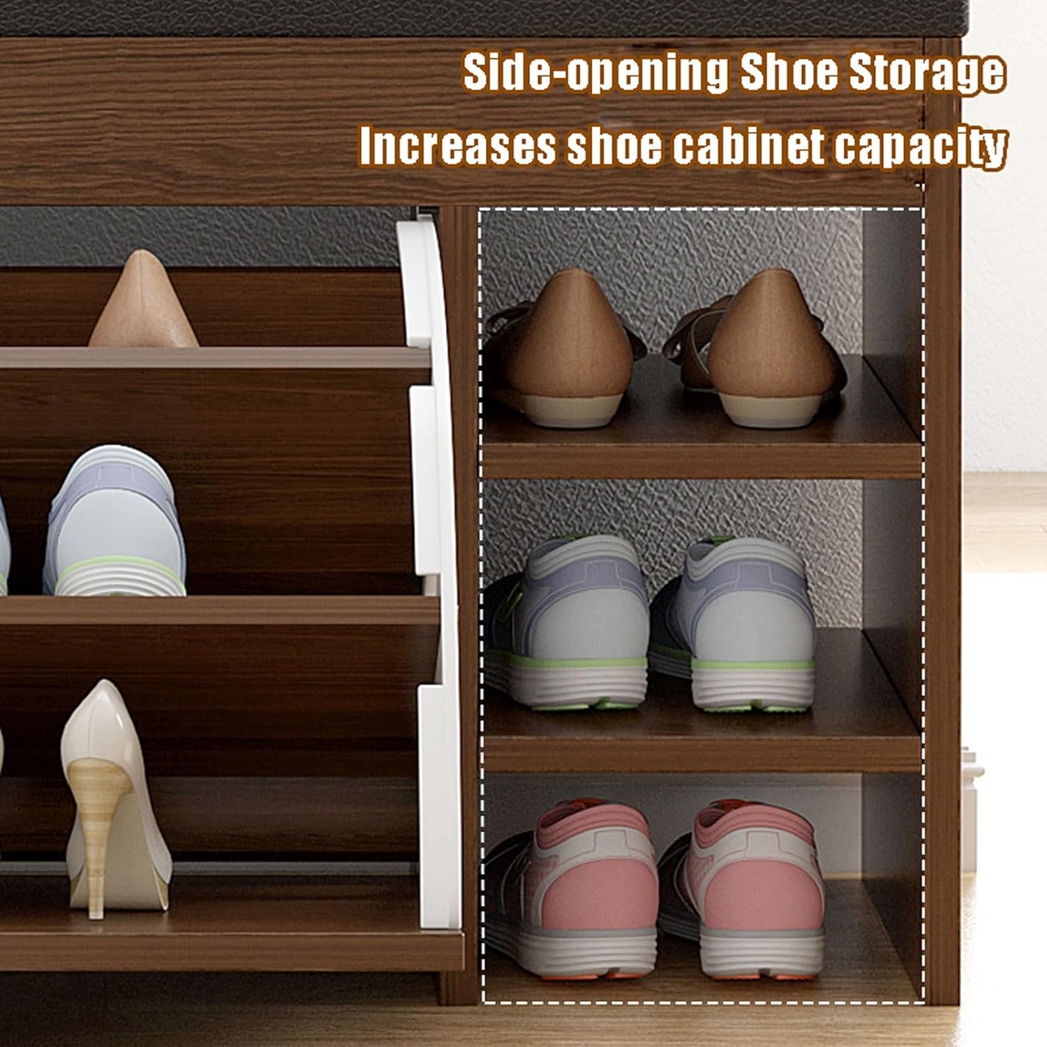 Shoe Storage Cabinet Cabinets Hallway Slim Cupboard Cupboards Hallways Slimline，Rustic Oak Shoe Bench Woo Shoe Cabinet with Soft Cush Industrial Entryway Bench Stylish Hallway with Shoe Rack