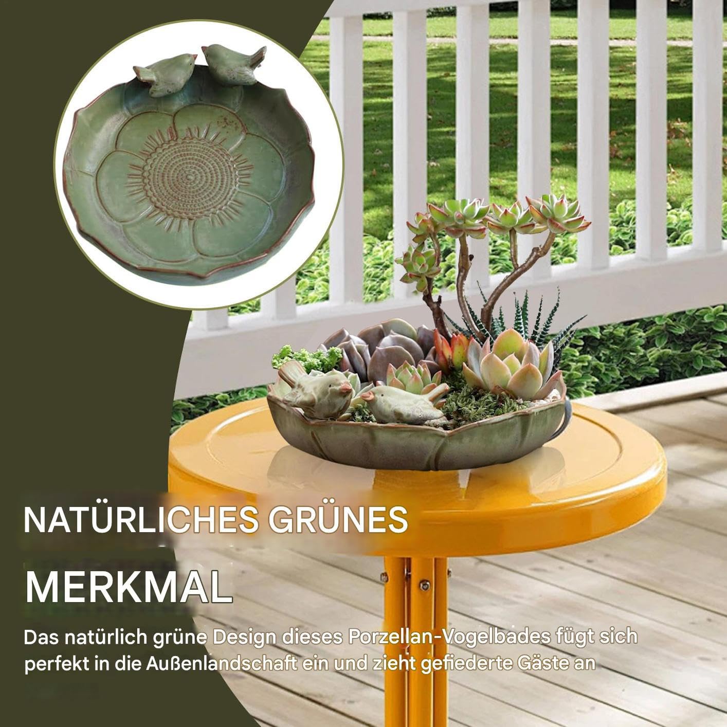 Ceramiczne wanienki dla ptaków na zewnątrz,Ceramiczne wanienki dla ptaków | Miska do karmienia ptaków Pulpit, Pokład, Balkon, Trawnik, Ogród