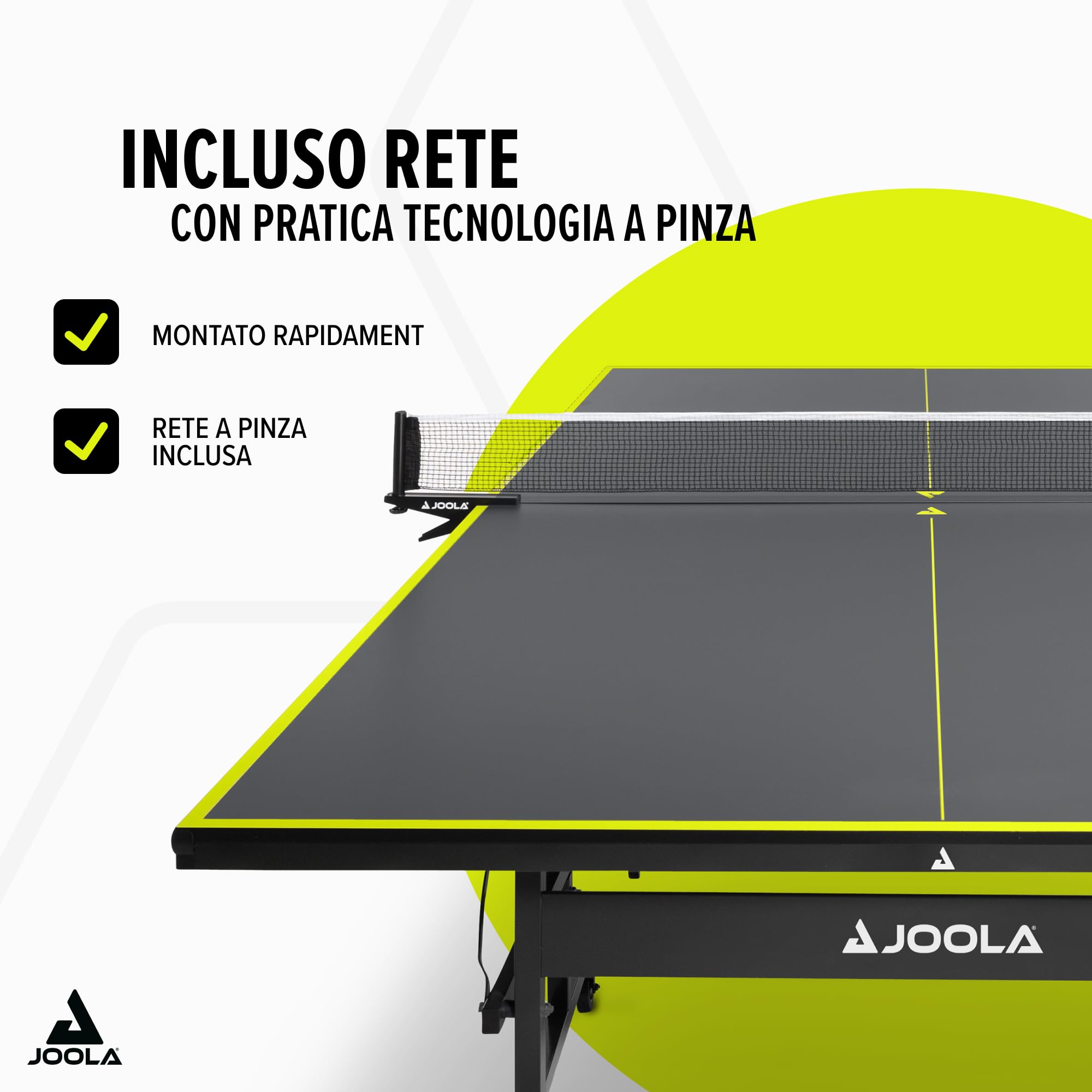 JOOLA Inside J15 - Tavolo da ping pong pieghevole per interni, montaggio rapido, con rete, grigio, 274 x 152,5 x 76 cm