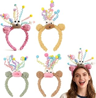 LAKSMI 4PCS Cute Costume Headband, Crazy Hair Day Funny Party Accessories | Playful Bear Ears, Twisted Pipe Cleaners, Adjustable Stretchy Fit, Soft Plush Material, Holiday Festival Party Travel